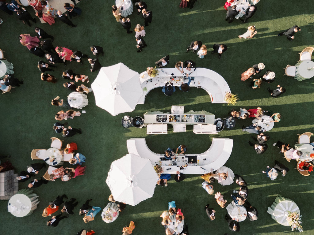 Aerial view of outdoor wedding reception at Arizona Biltmore