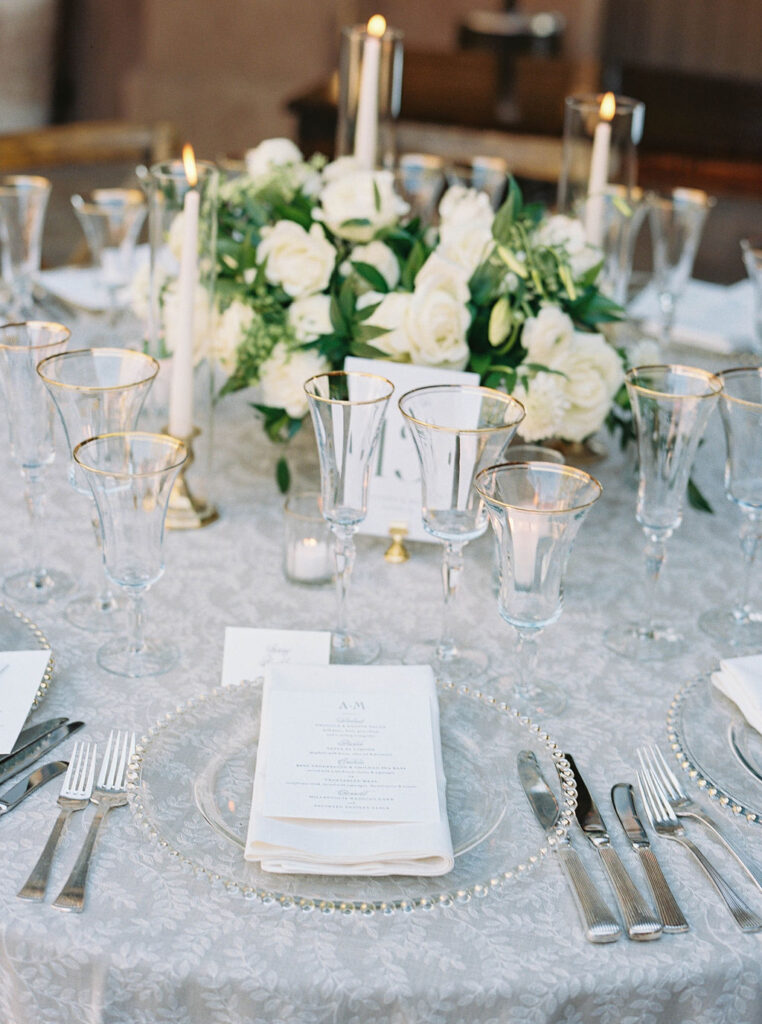 Luxury Arizona wedding reception table detail with candles