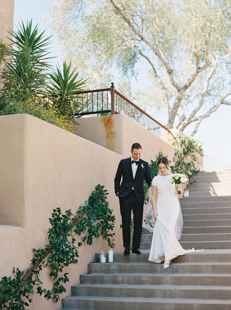 Groom portrait in tuxedo at DC Ranch Arizona wedding