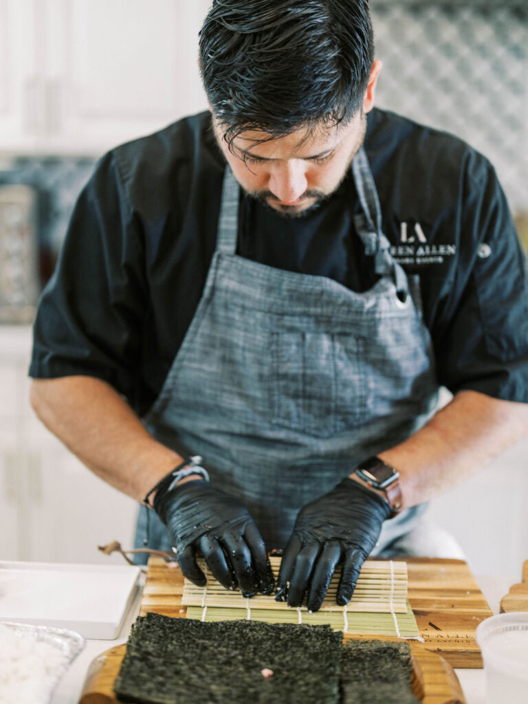 Private chef preparing food at Silverleaf Masters Golf wedding party