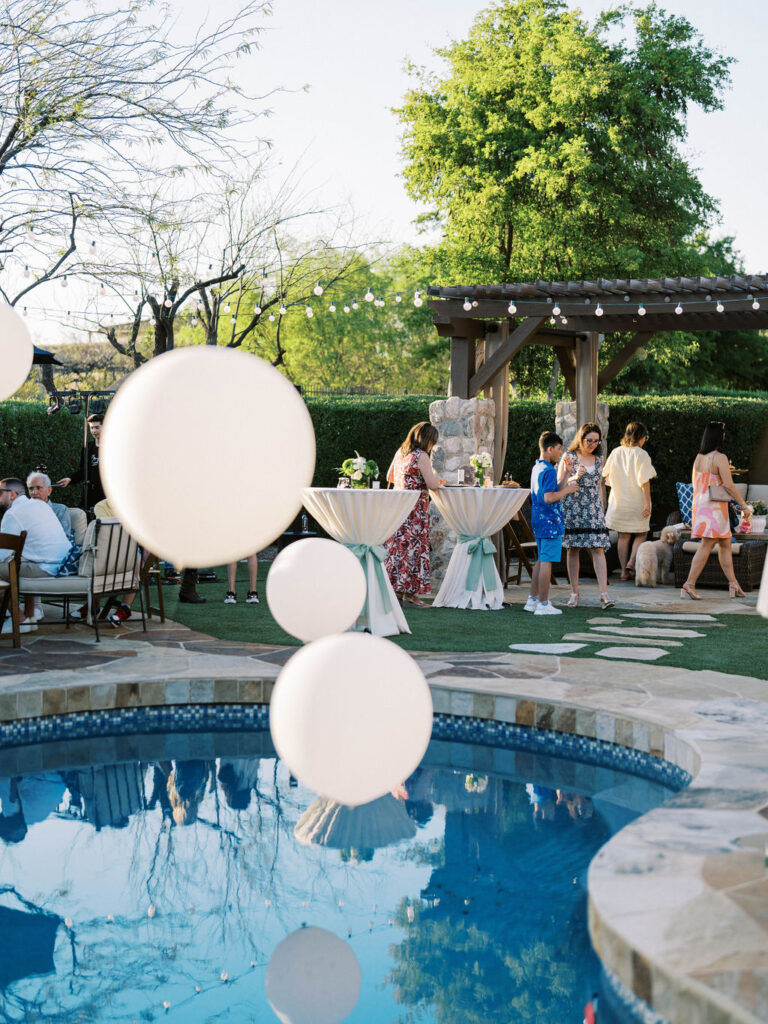 Poolside seating at Silverleaf Masters Golf Arizona wedding welcome party