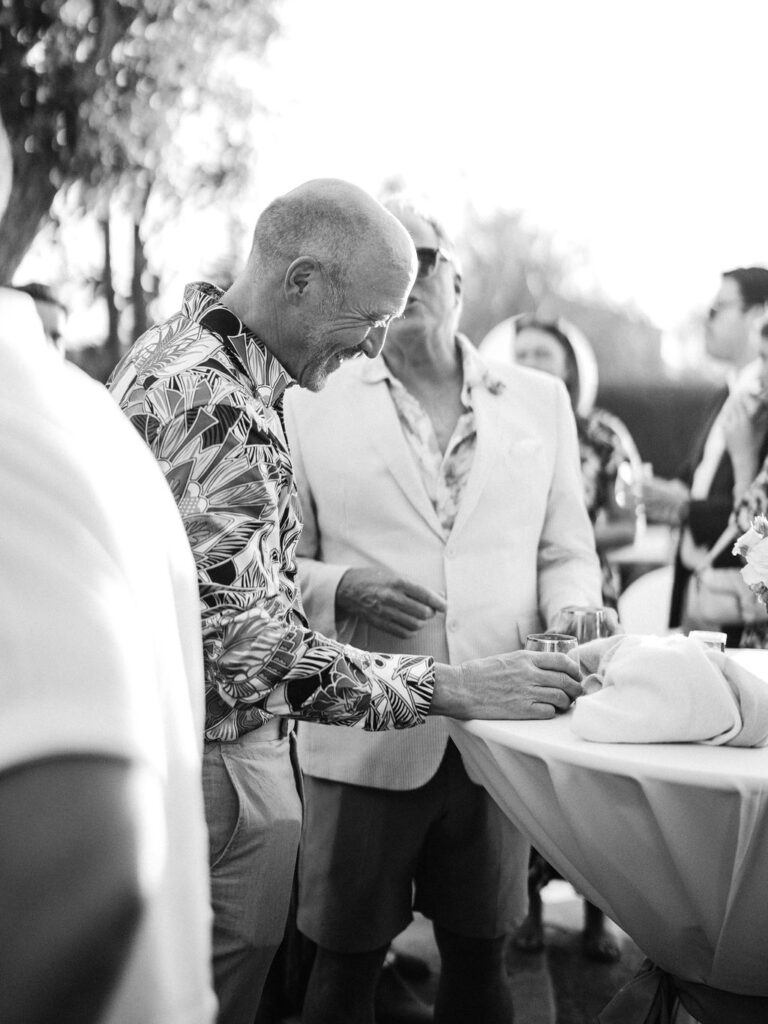 Guest in patterned shirt at Silverleaf Arizona Masters Golf wedding party