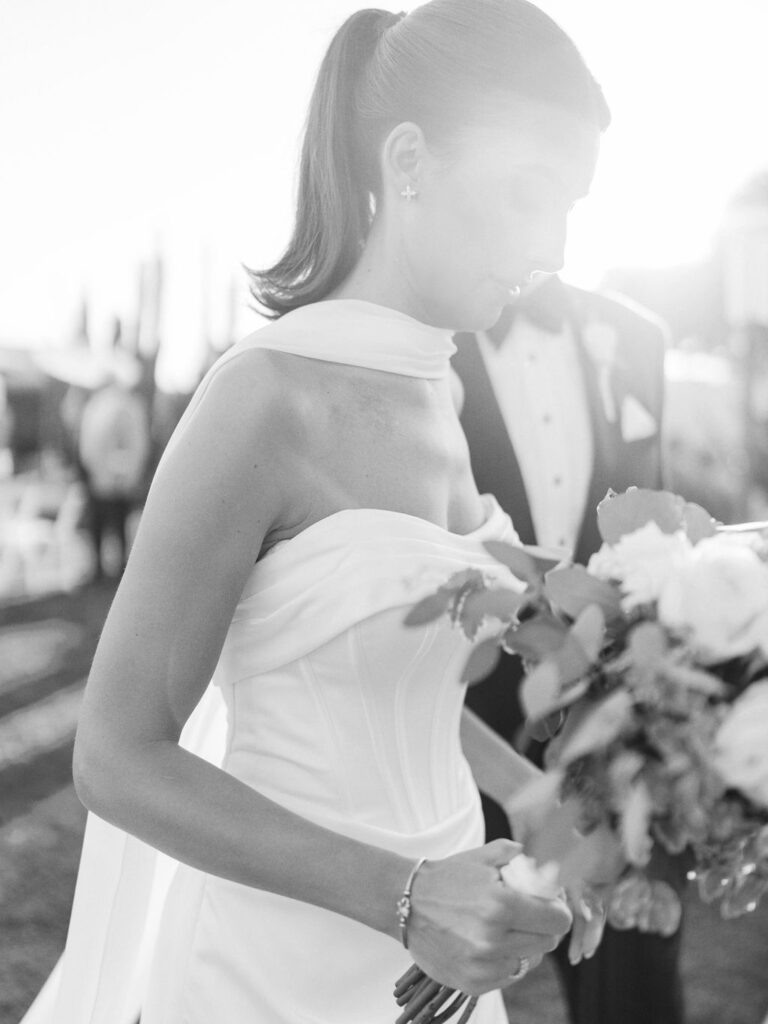 Black and white couple portrait Camelback Inn wedding photography