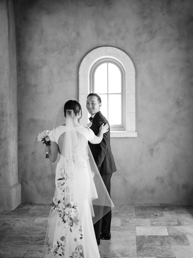 Bride and groom walking together at DC Ranch wedding
