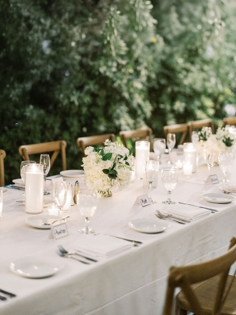 Elegant dinner table set with candles at El Chorro Scottsdale