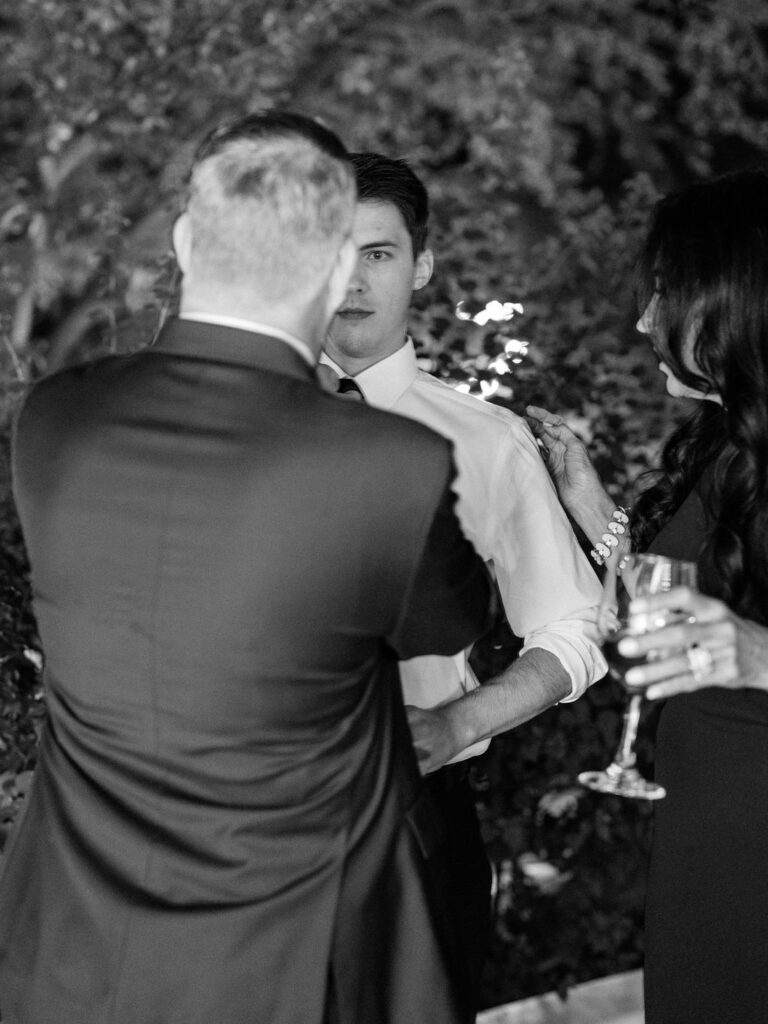 Guests mingling outdoors at El Chorro dinner party