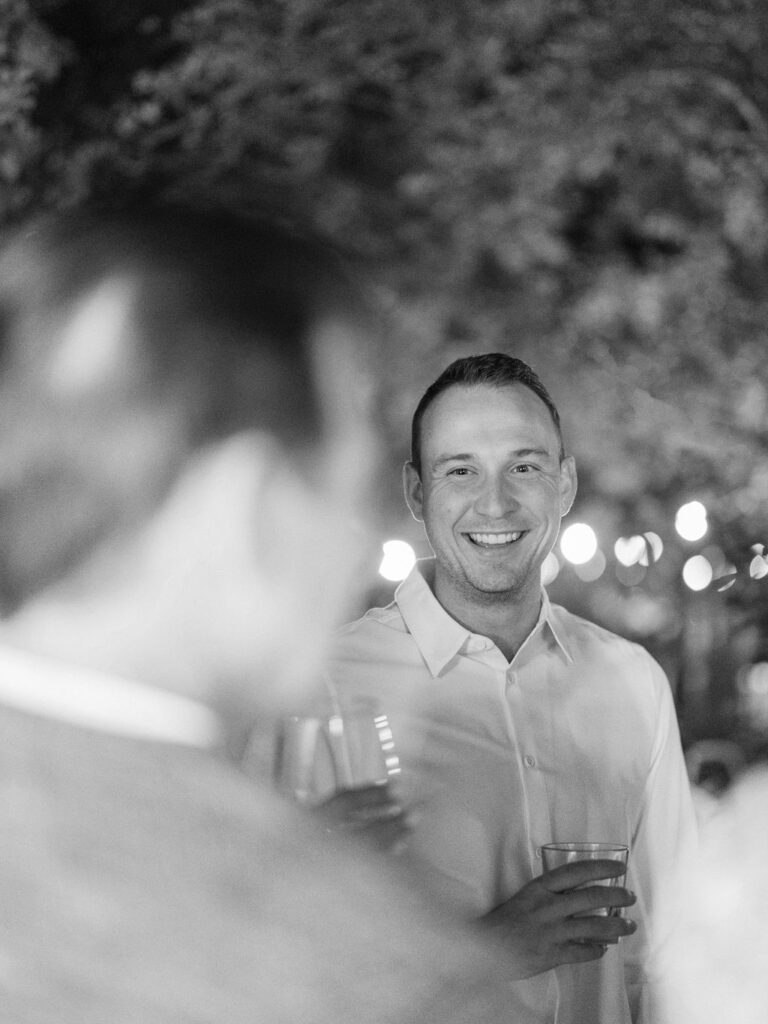 Black and white portrait of guest at El Chorro dinner party