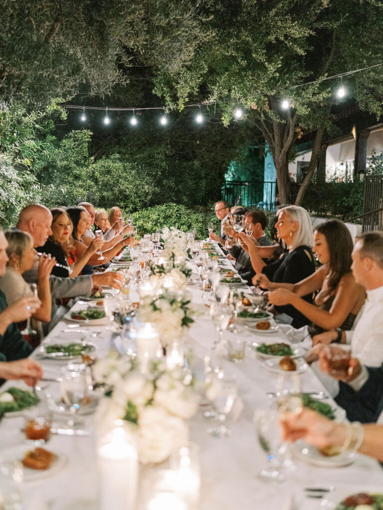 Guests enjoying dinner party at El Chorro wedding celebration