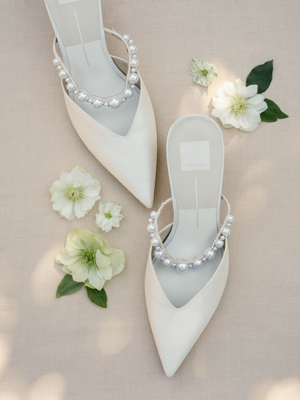 Pearl bridal shoes detail at Four Seasons Scottsdale wedding